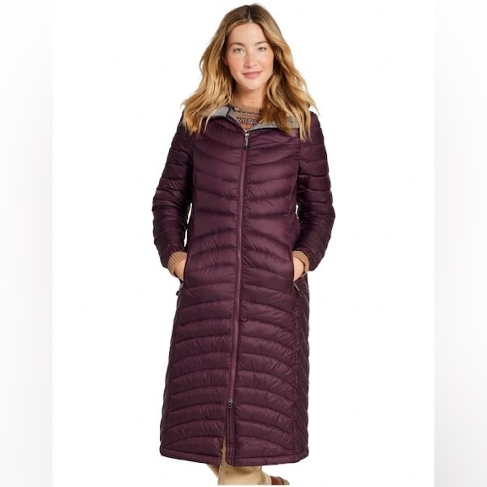 L.L.Bean Women's Ultralight 850 Down Filled Coat Long Puffer Parka Burgundy S